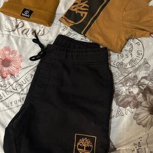 Timberland men’s or women’s shorts, tee and beenie